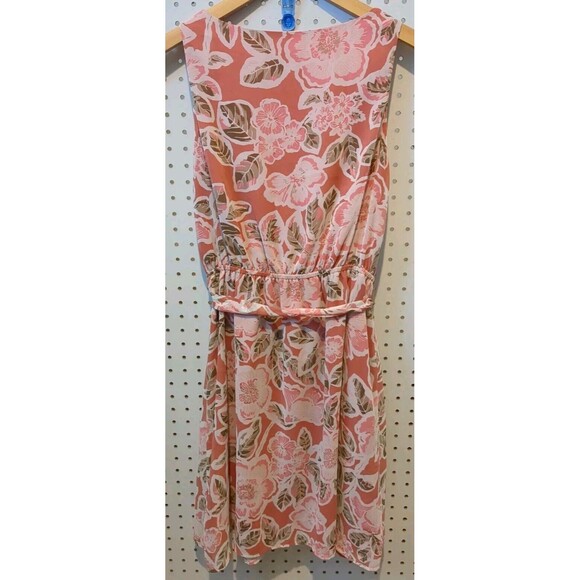Ann Taylor Loft Dress XS Sleeveless Floral Summer Spring Stretch Tie Vneck Sheer - Picture 2 of 4